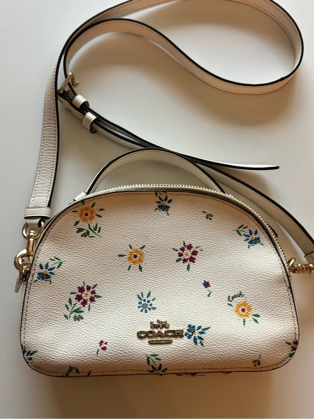 Coach Ivory Floral Mini Dome Crossbody Bag